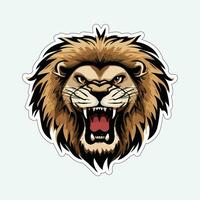 Lion face and head vector art sticker and logo template