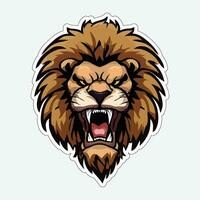 Lion face and head vector art sticker and logo template