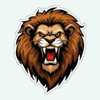 Lion face and head vector art sticker and logo template