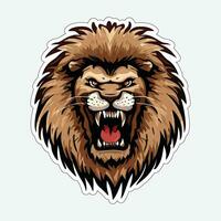 Lion face and head vector art sticker and logo template