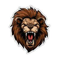 Lion face and head vector art sticker and logo template