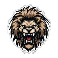 Lion face and head vector art sticker and logo template