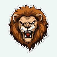 Lion face and head vector art sticker and logo template