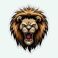 Lion face and head vector art sticker and logo template