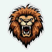 Lion face and head vector art sticker and logo template