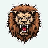 Lion face and head vector art sticker and logo template