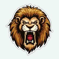 Lion face and head vector art sticker and logo template