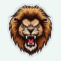 Lion face and head vector art sticker and logo template