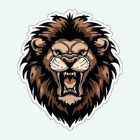 Lion face and head vector art sticker and logo template