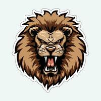 Lion face and head vector art sticker and logo template