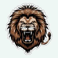 Lion face and head vector art sticker and logo template