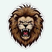 Lion face and head vector art sticker and logo template