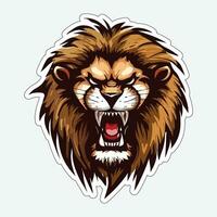 Lion face and head vector art sticker and logo template