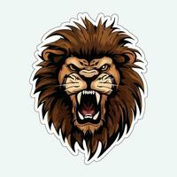 Lion face and head vector art sticker and logo template