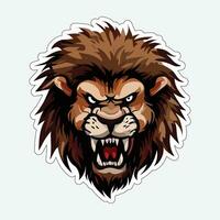 Lion face and head vector art sticker and logo template