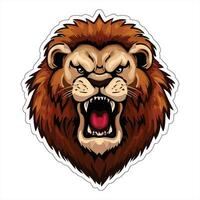 Lion face and head vector art sticker and logo template