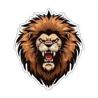 Lion face and head vector art sticker and logo template