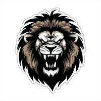 Lion face and head vector art sticker and logo template