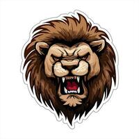 Lion face and head vector art sticker and logo template