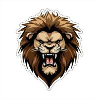 Lion face and head vector art sticker and logo template