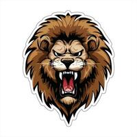 Lion face and head vector art sticker and logo template