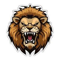 Lion face and head vector art sticker and logo template