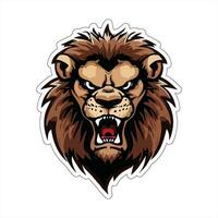 Lion face and head vector art sticker and logo template