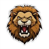 Lion face and head vector art sticker and logo template