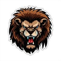 Lion face and head vector art sticker and logo template