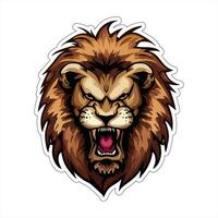 Lion face and head vector art sticker and logo template