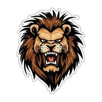 Lion face and head vector art sticker and logo template