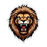 Lion face and head vector art sticker and logo template