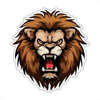 Lion face and head vector art sticker and logo template