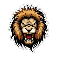 Lion face and head vector art sticker and logo template