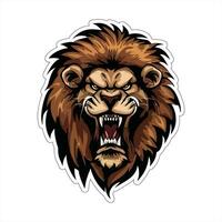 Lion face and head vector art sticker and logo template