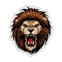 Lion face and head vector art sticker and logo template