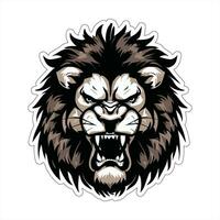 Lion face and head vector art sticker and logo template