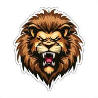 Lion face and head vector art sticker and logo template