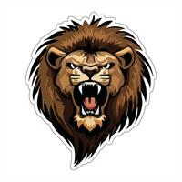 Lion face and head vector art sticker and logo template