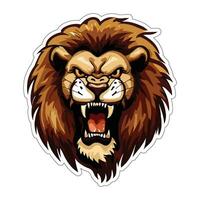 Lion face and head vector art sticker and logo template