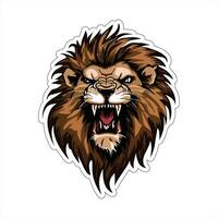 Lion face and head vector art sticker and logo template