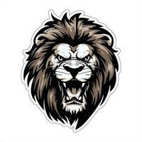 Lion face and head vector art sticker and logo template