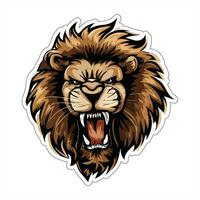 Lion face and head vector art sticker and logo template