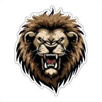 Lion face and head vector art sticker and logo template