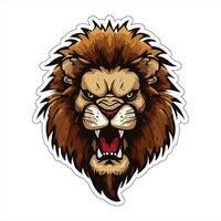 Lion face and head vector art sticker and logo template