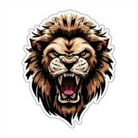 Lion face and head vector art sticker and logo template