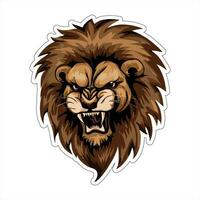 Lion face and head vector art sticker and logo template