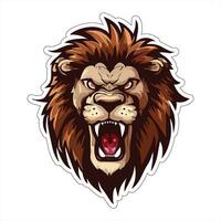 Lion face and head vector art sticker and logo template