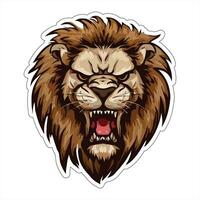 Lion face and head vector art sticker and logo template