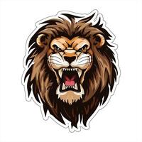 Lion face and head vector art sticker and logo template